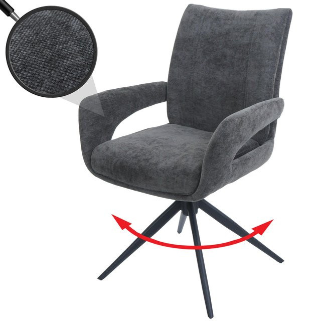 Esszimmerstuhl MCW-O78 in Dunkelgrau mit Textil Chenille und Auto-Return Funktion - Bild 1