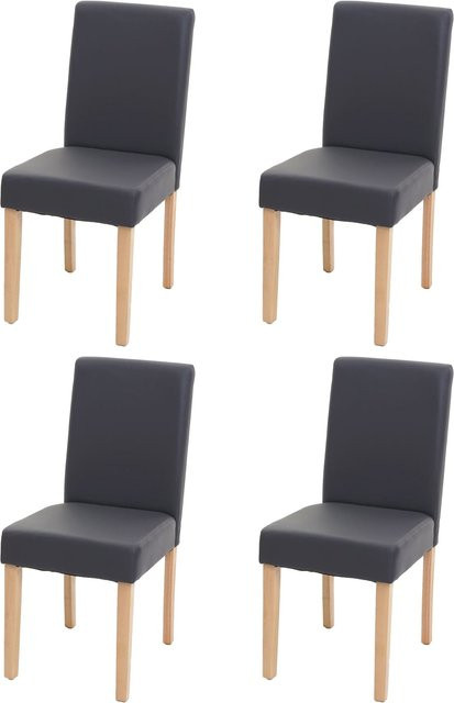 4er-Set MCW Esszimmerstühle Littau aus Kunstleder in Grau Matt mit Holzbeinen - Bild 1