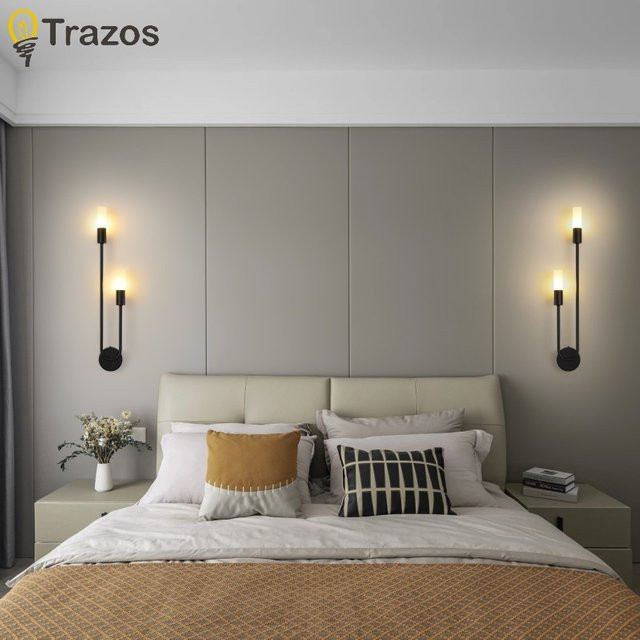 Moderne LED Wandlampe TRAZOS in Gold und Schwarz für Wohnzimmer, Schlafzimmer und Flur - Bild 1