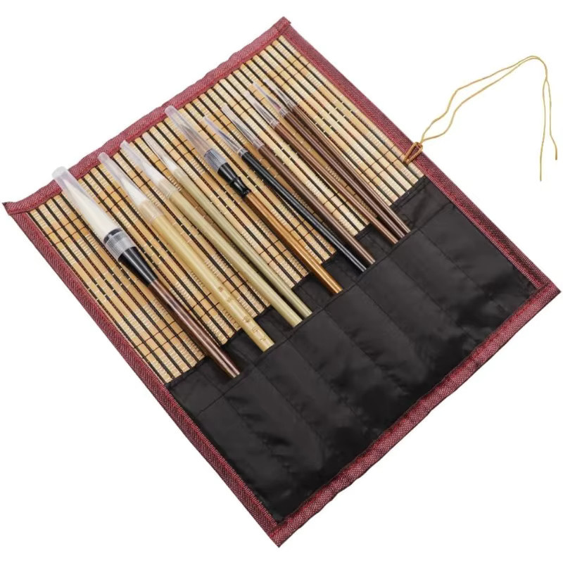 Emenne 10-teiliges professionelles chinesisches Kalligraphie-Pinsel-Set aus Bambus mit Aufbewahrungstasche für traditionelle chinesische Malerei - Bild 3