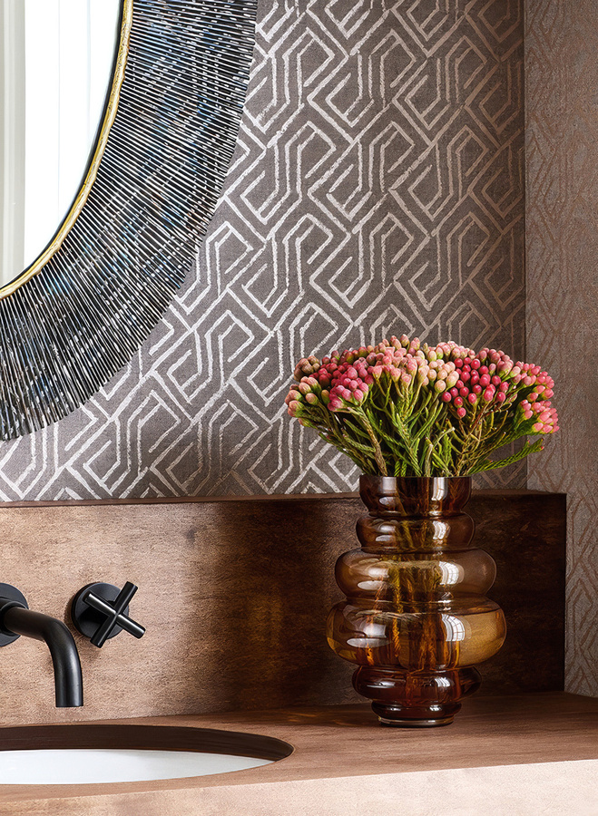 Thibaut Tapete Tortona in Taupe mit abstraktem geometrischem Design aus Vlies - Bild 1