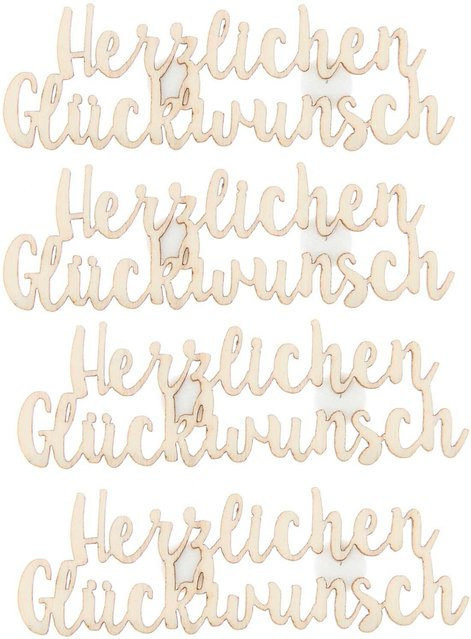 Rico Design Holzsticker Herzlichen Glückwunsch 4 Stück B: 70 mm, H: 23 mm - Bild 1