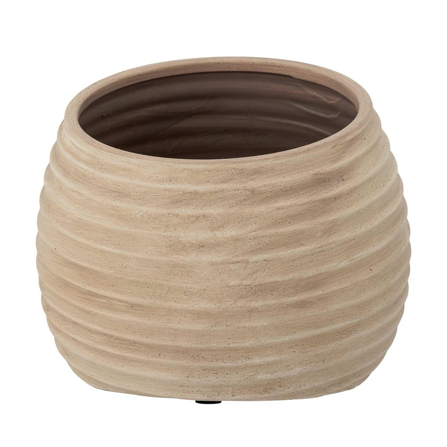 Bloomingville Blumentopf Cimmy aus Terrakotta in Braun mit Streifen-Design, Durchmesser: 19,0 cm, Höhe: 22,0 cm - Bild 1