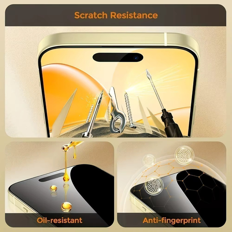 DIXSG 3-teiliges Anti-Spionage-Displayschutz Set aus gehärtetem Glas mit 9H Härte für iPhone 17 16 15 14 13 12 11 Pro Max Plus XR XS - Bild 4