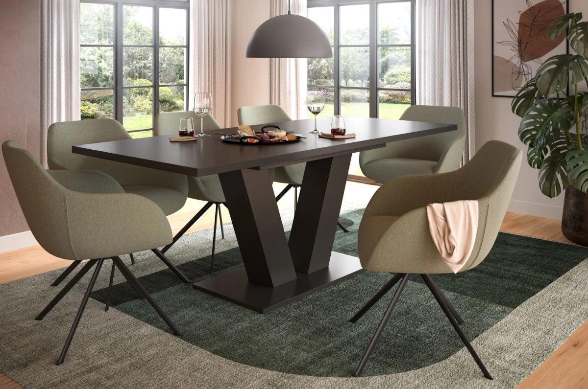Ausziehbarer Esstisch Inn.Furn in Grau, modern und rechteckig, Breite: 150 - 190 cm, Höhe: 76 cm, Tiefe: 90 cm - Bild 4