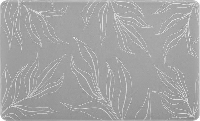 Küchenmatte Culina in Grau mit Blätter-Design, rutschfest und aus Memory-Foam, Breite: 45 cm, Länge: 75 cm - Bild 1
