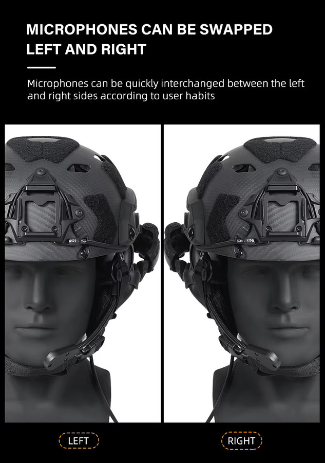 BOOIU Taktische Kommunikations-Ohrhörer 5. Generation Chip-Headset in Schwarz - Bild 5