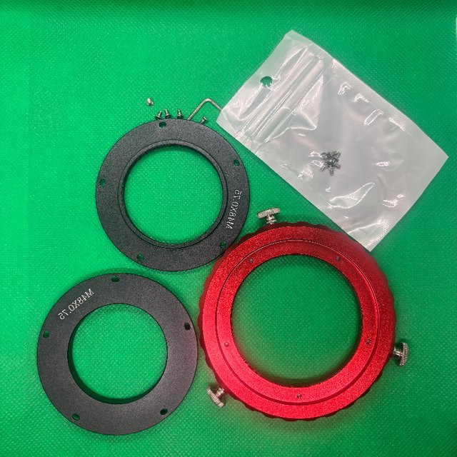 Kimoodar 3 in 1 Kamera Regler CAA 360 Grad Rotator für Mikroskop und Teleskop in Rot mit M42 M48 M54 Anschlüssen - Bild 1