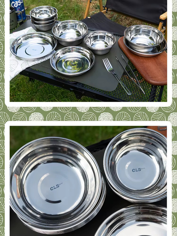 NOBANA Camping Geschirrset aus 304 Edelstahl, 16-teilig, Silber - Bild 5