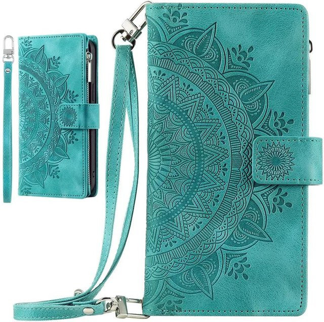 Sunjolly Flip Wallet Handyhülle für Samsung Galaxy S25 S24 S23 S22 S21 S20 S10 S9 S8 Plus Ultra FE S10E in Türkis - Bild 1