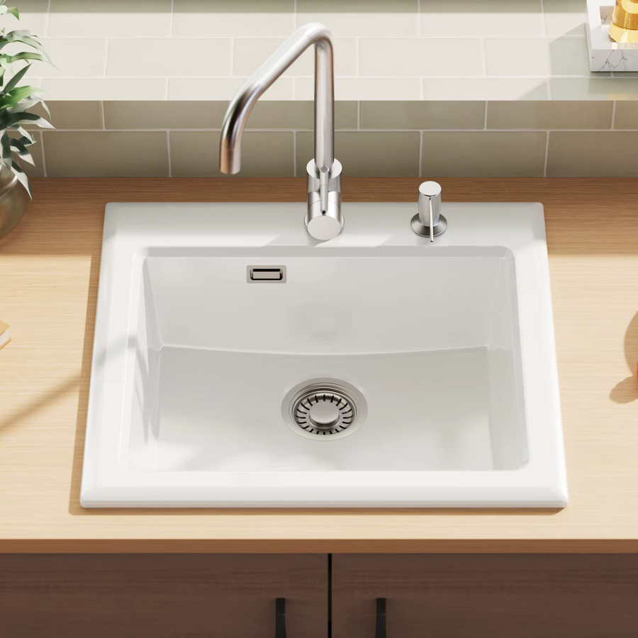 CECIPA max Keramik-Küchenspülbecken 1-Becken-Spüle in Weiß, B/T: 55 x 50 cm - Bild 2