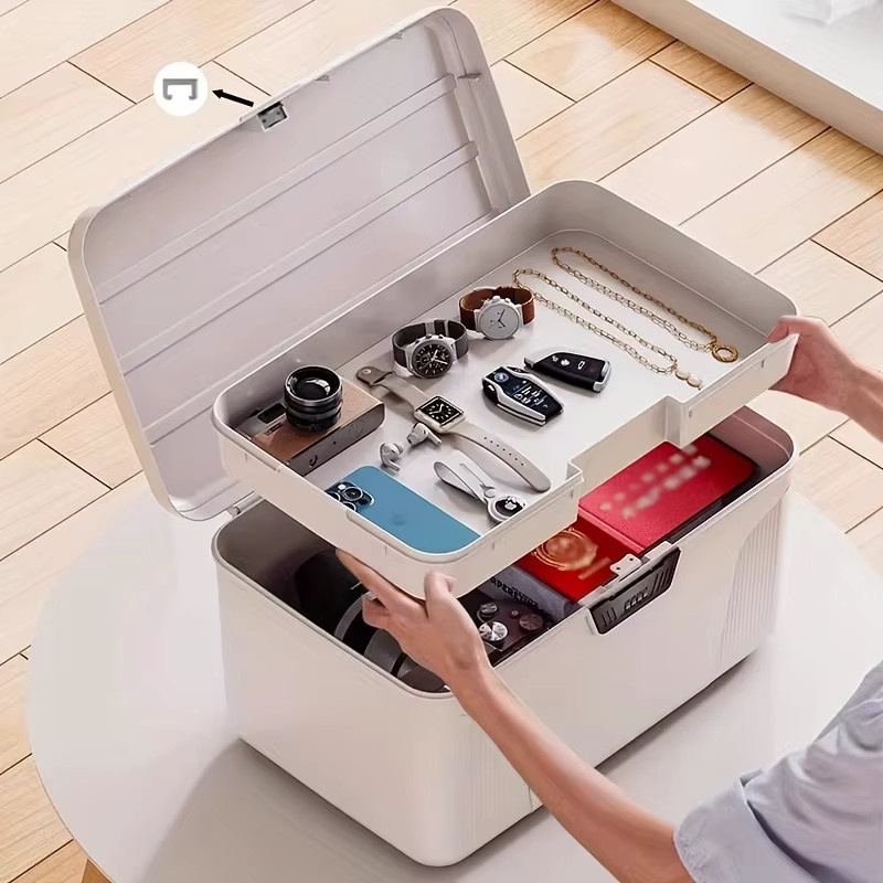 Abschließbare Aufbewahrungsbox von Untior in Weiß, stapelbarer Plastik-Organizer mit großer Kapazität für Haushalt und Büro - Bild 3