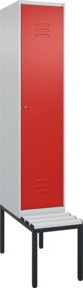 C+P Spind Classic PLUS Garderobenschrank mit Sitzbank, 1 Abteil, Lichtgrau, B/H/T: 212,0 x 81,5 x 40,0 cm - Bild 1