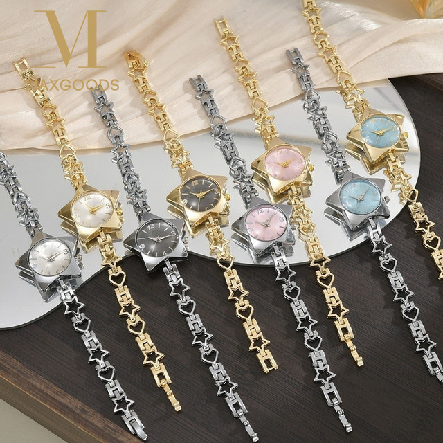 Armbanduhr Damen, Legierung, Quarz, Sternförmig, Milanaise, Kristall - Bild 1