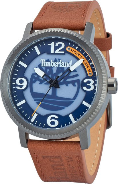 Timberland Herrenuhr, Quarz, Edelstahl, 44 mm, Blau, Leder, 5 ATM - Bild 1