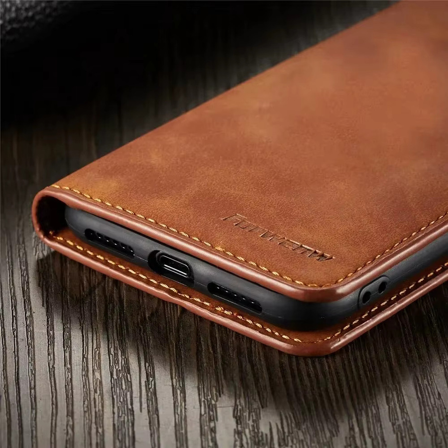 iCovo Wildleder Brieftaschenhülle für iPhone mit starkem Magneten in Blau oder Braun - Bild 2