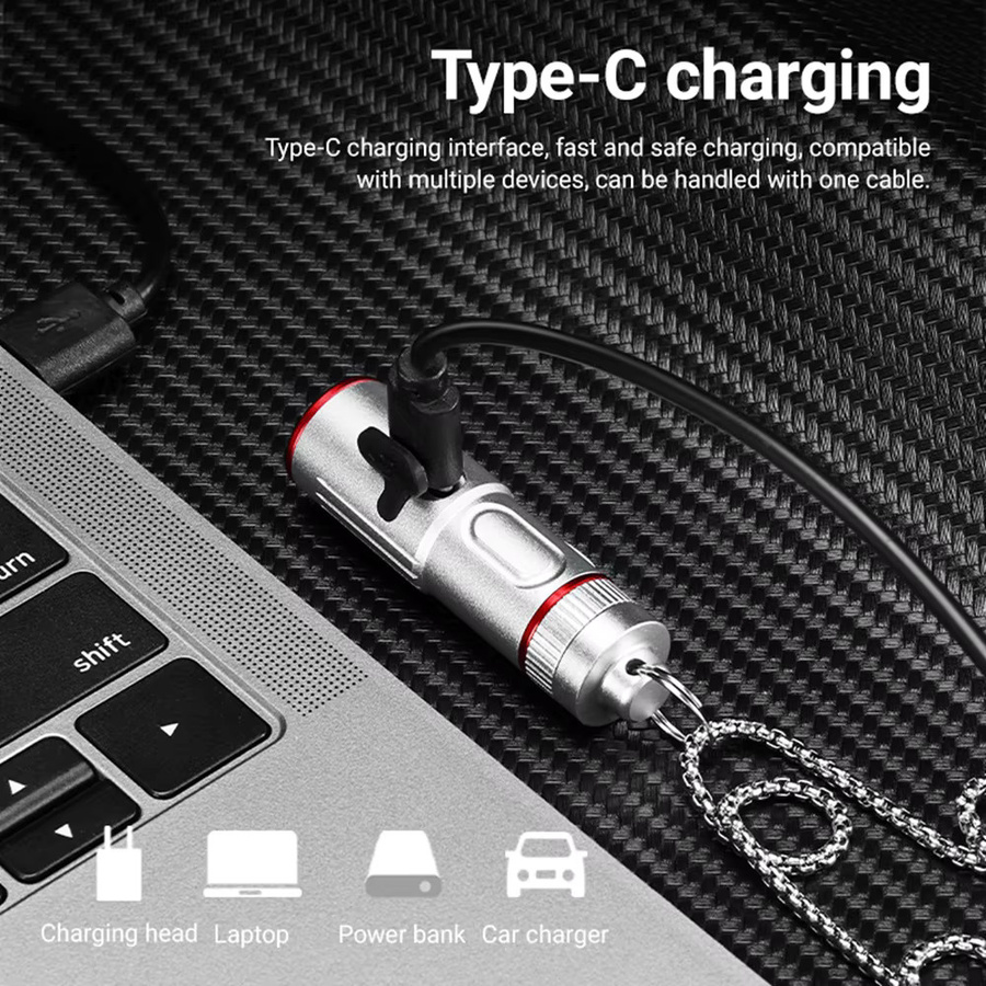 Alonefire Mini EDC Schlüsselanhänger Taschenlampe aus Metall für Camping, Reise und Notbeleuchtung - Bild 3
