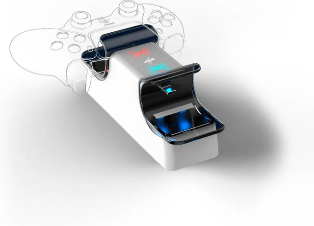 uRAGE Dual Ladestation für PlayStation 5 DualSense Controller in Weiß mit USB-C Anschluss - Bild 1
