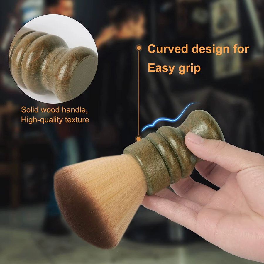 WANGDA PROFESSIONAL Barber Neck Duster Brush, Gesichtsreinigungs- und Bartbürste mit Holzgriff - Bild 2