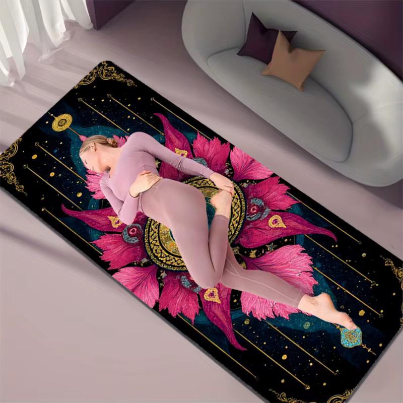 VIKAMA Yoga-Matte Pink Lotus Mandala, rutschfeste Meditationsmatte für Pilates und Fitness in Pink und Multicolour - Bild 2