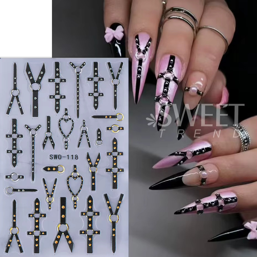 SWEET TREND Nagelaufkleber, Schwarz, Glänzend, 2 Stück - Bild 2