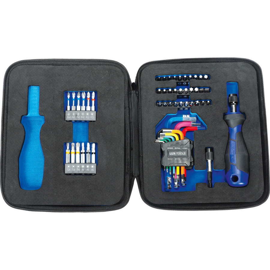 LUX-TOOLS Bit- und Steckschlüssel-Set 53-teilig aus Stahl in Blau - Bild 2