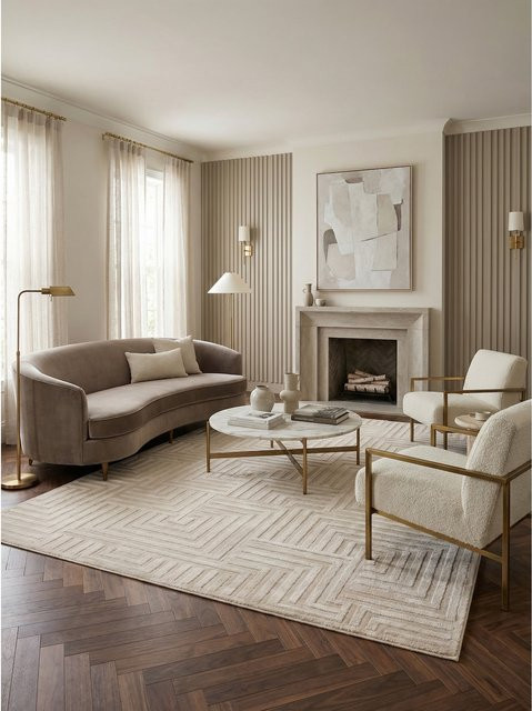 Teppich Kurzflor Kadima Design in Beige mit 3D-Design aus Jute, B/T: 140 x 200 cm - Bild 1
