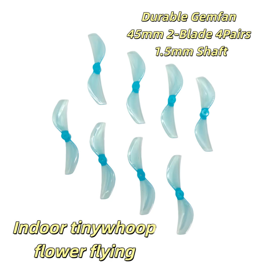 DLWEIMEI Propeller für FPV Meteor75 Pro 1S Quadcopter-Drohne, 4 Paar, 45-mm-2/3-Blatt-Propeller, 1,5-mm-Achsenloch, Grau - Bild 1