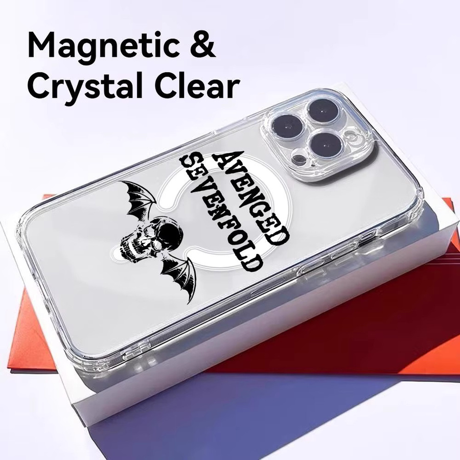 Transparente Magnetische Handyhülle im Avenged Sevenfold Band Design für Apple iPhone 17 16 15 14 13 12 Pro Max Plus kompatibel mit kabellosem Laden - Bild 3