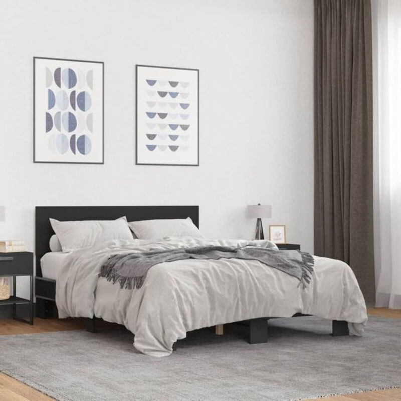Vidaxl Bettgestell Modern in Schwarz aus Holzwerkstoff und Metall B/T/H: 120 x 190 cm - Bild 1