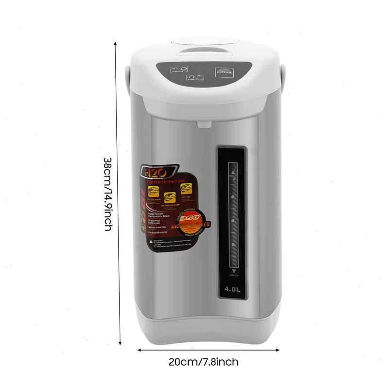 Bymaocar Elektrischer Warmwasserbereiter mit Thermostat, 4l Sofort-Heißwasserspender in Weiß-Grau-Silber - Bild 3