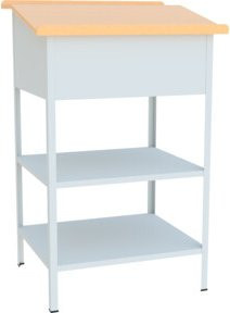Pavoy Stehpult offen in Grau mit Holzoberfläche, B/T/H: 120 x 70 x 60 cm