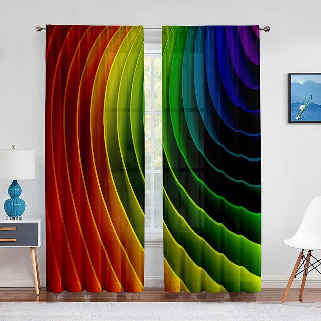 Binchi Outdoor Equipment Regenbogen-Chiffon-Vorhang Transparent Multicolour mit Ösen B: 100 cm, H: 250 cm - Bild 1