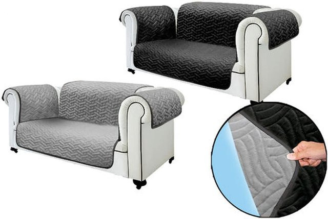 Starlyf 2 Sitzer Sofaschoner aus Mikrofaser, wasserabweisend und wendbar, Grau - Bild 1