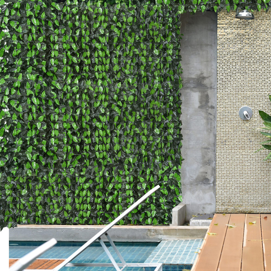 Outsunny Künstliche Pflanzenwand als Sichtschutz für Balkon und Outdoor, Dunkelgrün, B: 300 cm, H: 100 cm - Bild 2