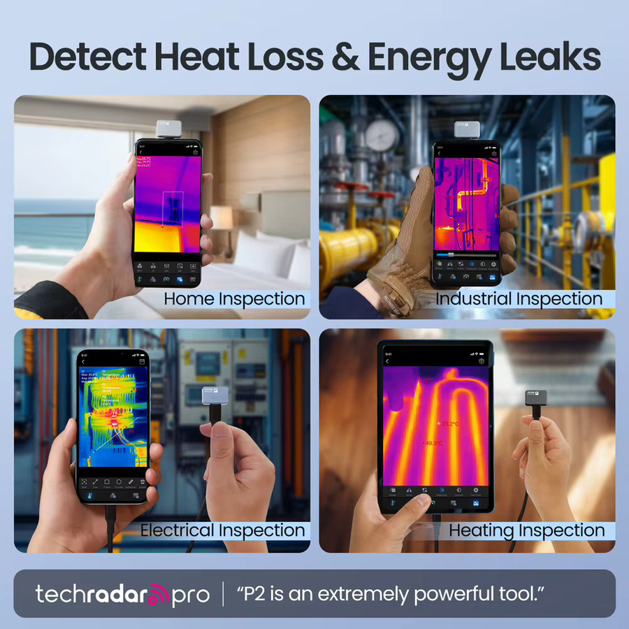 Thermal Master Wärmebildkamera P2 in Schwarz für HVAC-Inspektion und Fußbodenheizung mit Messbereich von -20 °C bis 600 °C - Bild 4