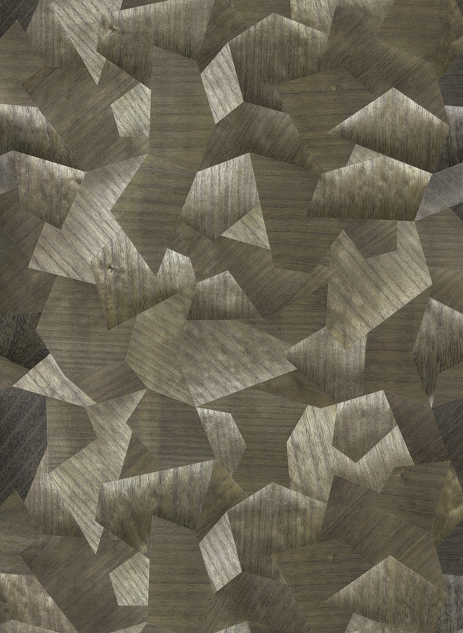 Nobilis Wallpaper Facettes MQT35 Vlies Tapete in Grau und Grün mit geometrischem Holzdekor und abstrakter Optik - Bild 1