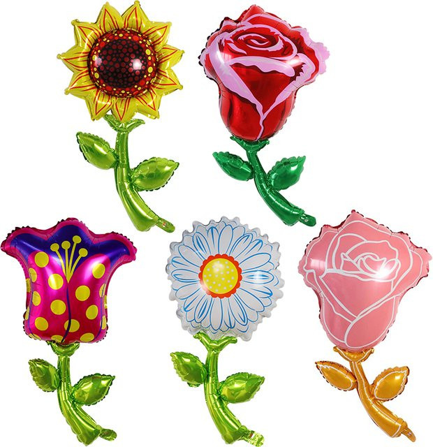 5 Stück Folienballons in Sonnenblumenform, Farbe Rose, Dekoration für Geburtstag und Valentinstag - Bild 1
