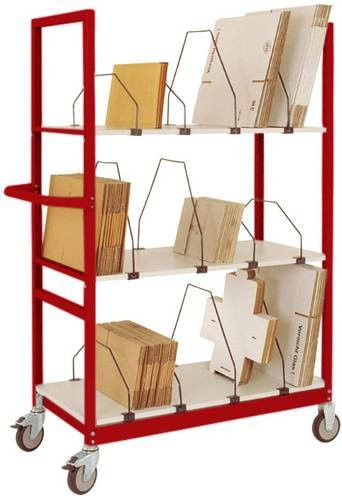 Manuflex Kartonagenwagen AS1401.0001 aus Stahl in Grau und Rot, B: 103 cm, T: 125 cm, H: 50 cm - Bild 1