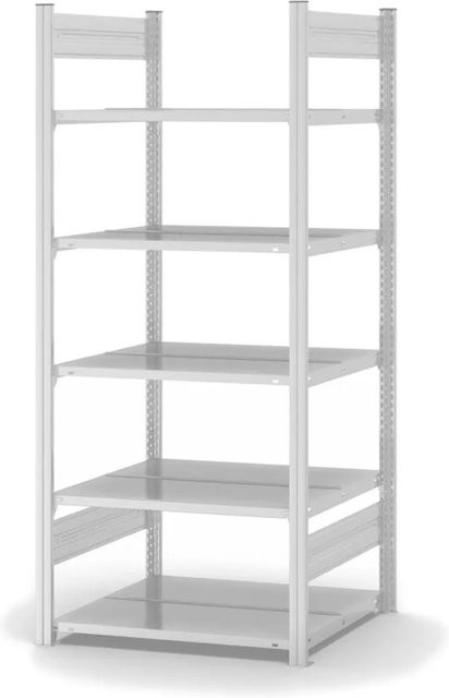 PROREGAL Aktenregal Stecksystem T-Profil Grundregal in Lichtgrau, H x B x T: 175 x 75 x 60 cm, 5 Ebenen, beidseitig nutzbar - Bild 1