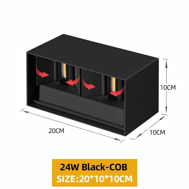 OSABO LED Wandleuchte aus Aluminium für Außen und Innen, Up-Down Licht, IP65 wasserdicht, modern rechteckig, Warmweiß, Schwarz oder Weiß - Bild 3