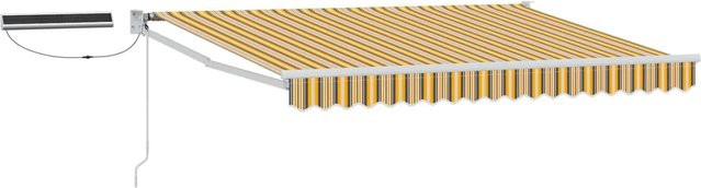 vidaXL Elektrische Ausziehbare Markise aus Polyester und Aluminium in Gelb Grau und Weiß B x H: 2,5 x 2 m - Bild 1