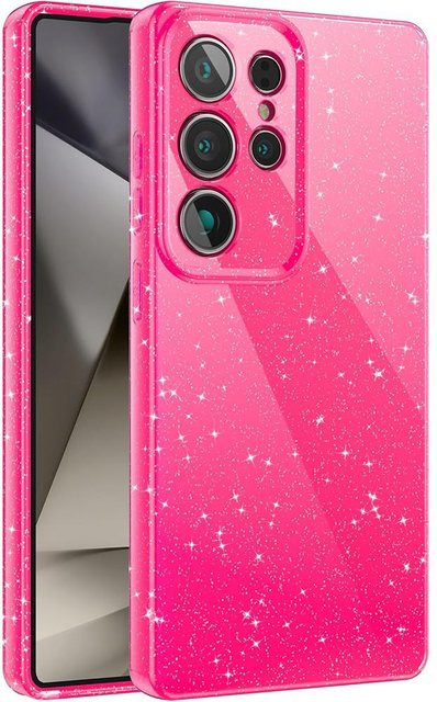 Glitzer Handyhülle für Samsung Galaxy S25 Ultra, S24 Plus, S23 FE, A55 5G und A15 in Pink - Bild 1