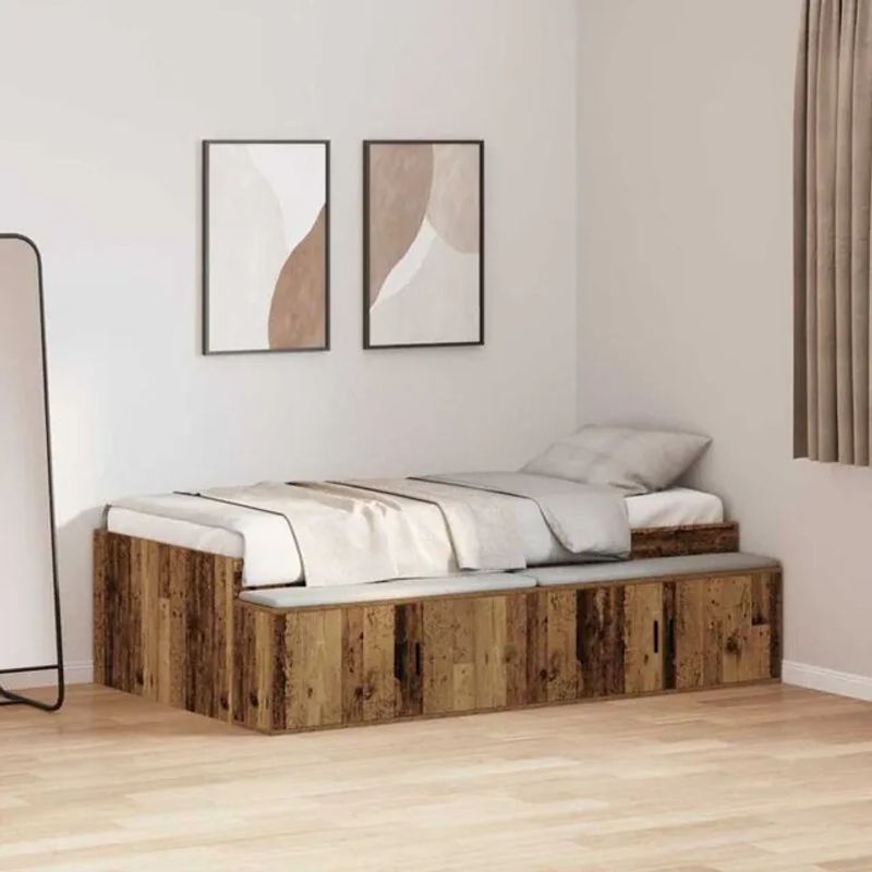 Vidaxl Funktionsbett mit Stauraum in Altholz-Optik Braun, B/L: 80 x 200 cm - Bild 1