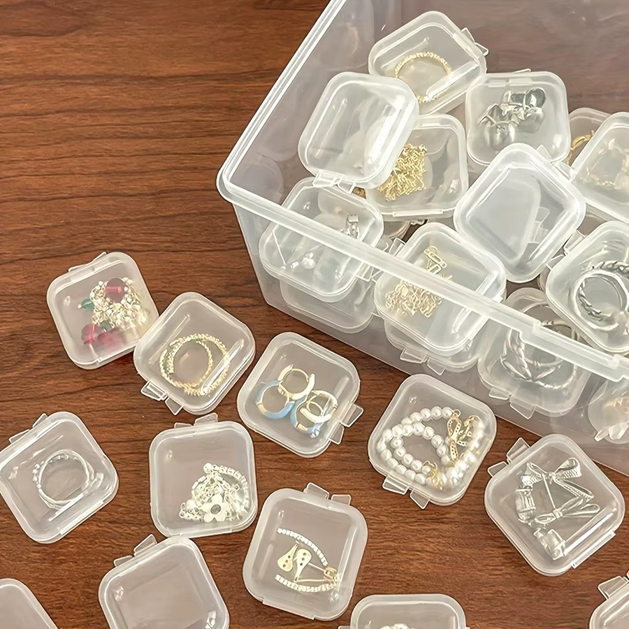 Transparente Kunststoff-Schmuckbox zur Aufbewahrung von Perlen, Ohrringen und Bastelzubehör - Bild 3