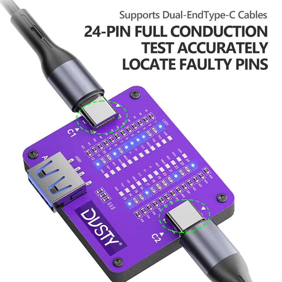 DUSTY TC-24 Typ-C-Kabeltester für Apple und Android mit USB-Schnittstellen in Purple - Bild 4