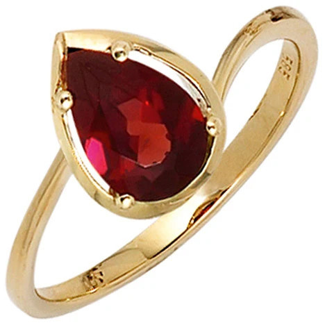 Colfem Ring 585 Gelbgold, Granat, Damen, Ringgröße 62 - Bild 1