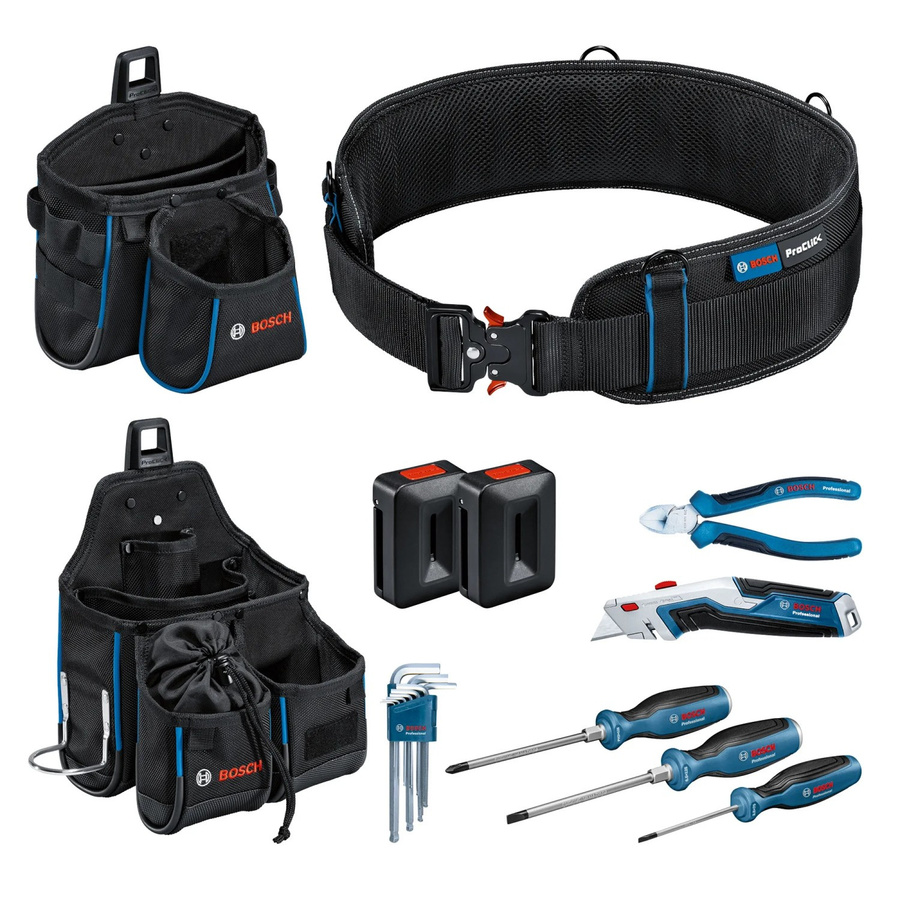 Bosch Professional Werkzeuggürtel mit 6-teiligem Taschen- und Handtool-Set in Schwarz aus Polyester - Bild 2