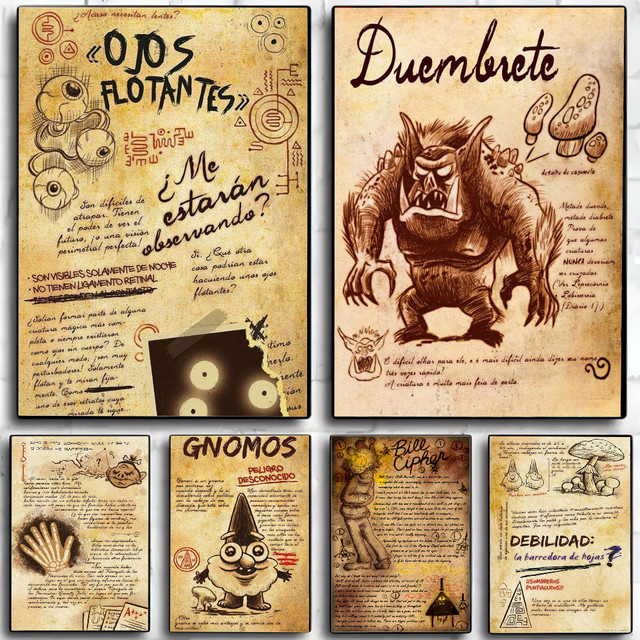 D-Diario Gravity Falls Poster HD Kunstdekoration Vintage Mehrfarbig B: 15 cm, H: 10 cm - Bild 1