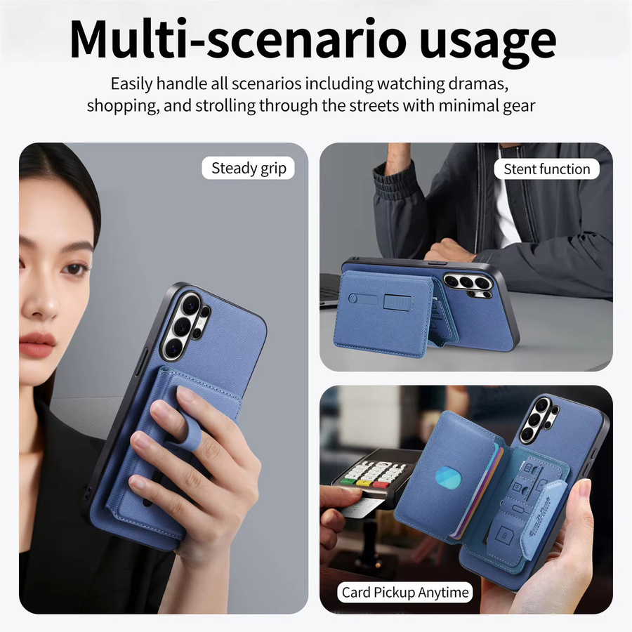 2-in-1 Leder Magnetische Handyhülle mit Brieftaschen-Funktion für Samsung Galaxy S21 S22 S23 S24 S25 S26 Ultra Plus und weitere Modelle in Beige oder Blau - Bild 3